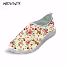 Instantarts боксер цветок Дизайн Лето Для женщин сетчатые балетки Повседневное дышащие слипоны тапки Обувь дамы Обувь для девочек женские Обувь