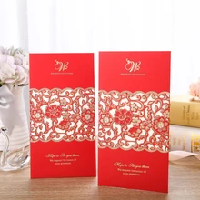 1 штука; красная лазерная резка, для свадьбы Приглашения карты элегантное кружевное Mariage поздравительная открытка оригинальные конверты Свадебная вечеринка поставки