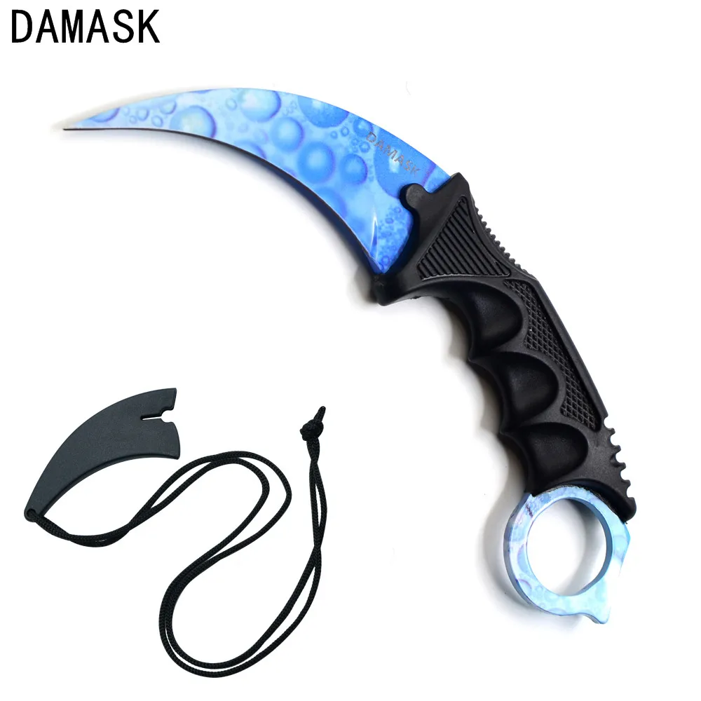 

Damask New Arrival High Hardness Stainless Steel Blade CSGO Counter Strike Karambit Knife Outdoor Survival Exproring Hand Tools