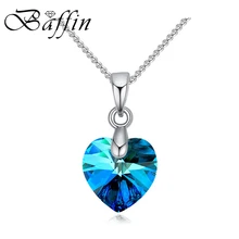 BAFFIN Crystal Necklace Heart Pendant Crystals From Swarovski For Women Girls Gifts Silver Color Chain Kids Jewelry Decorations