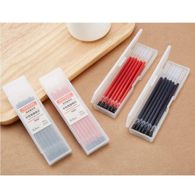 

12pcs pen refill set with Box 0.5mm ink ballpoint pen signature Stationery Gel pen Office kawaii school supplies 04114
