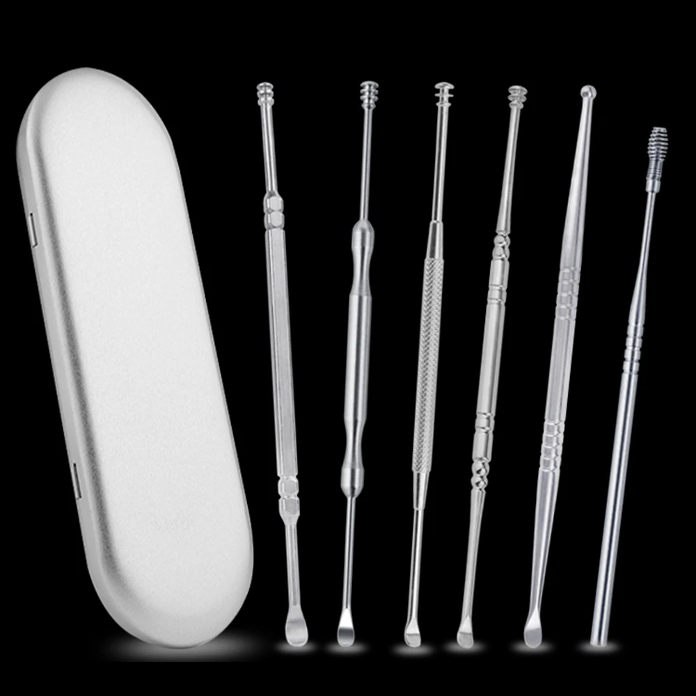 6pcs Stainless Steel Ear Spoon Tool Clean Ear Picks Medical Grade