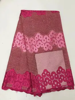 

African Lace Fabric new Hot High Quality red 5 Yards Guipure Lace Fabric With Stones For African Cord Lace Fabric j25ddf8d-2