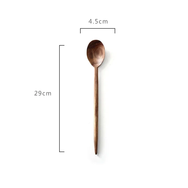 Длинная ручка антипригарная сковорода большая ложка для супа деревянная ложка металлическая кулинарная лопатка посуда многоразовые столовые приборы кухонные инструменты для приготовления пищи - Цвет: D