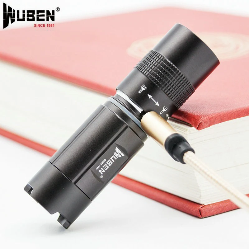 Wuben E346 USB аккумуляторная мини фаслайт черный CREE XP G2 max 300 люмен луч бросок 120 м