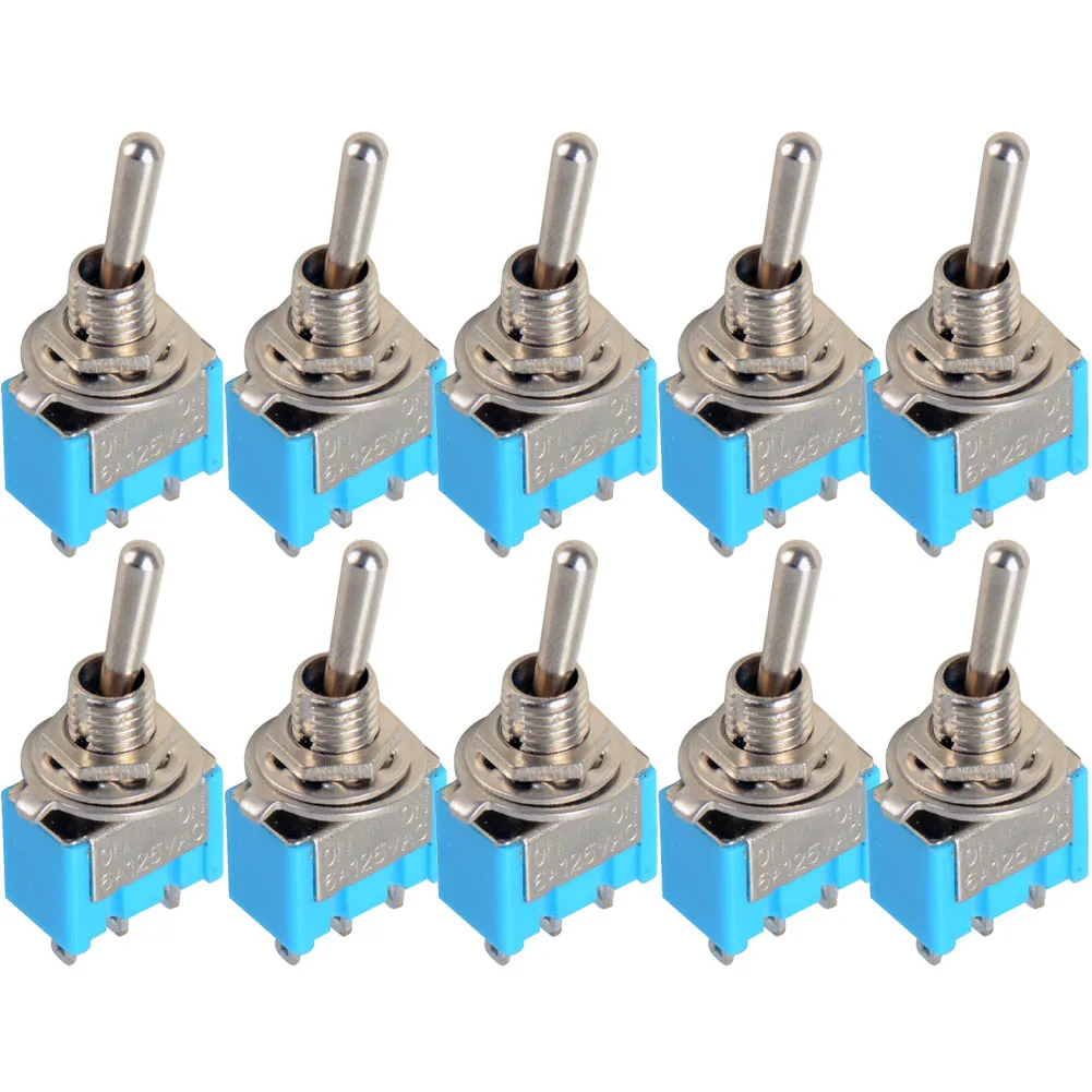 

10pc/LOT Blue Mini MTS-102 3-Pin SPDT ON-ON 6A 125VAC Miniature Toggle Switches