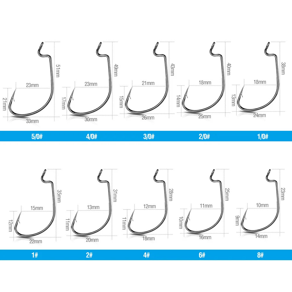 DONQL 20 шт./компл. широкая заводная рукоятка рыболовный крючок углерода Сталь офсетная печать рыболовный крючок для Мягкая приманка в виде червей 5/0#1,# басов колючий карп рыболовные крючки