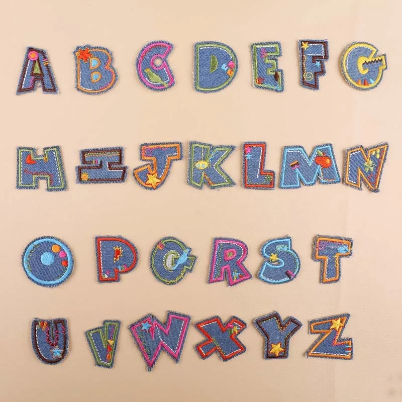 

1Pcs Denim Letter Embroidery Patch Heat Transfers Iron On Sew On Patches for DIY Clothes Stickers Decorative Appliques 47213