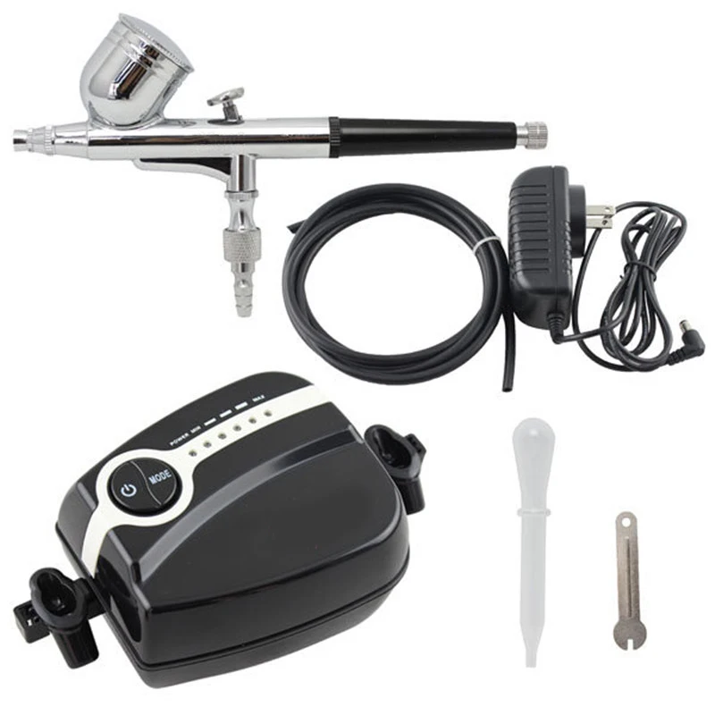 

Dual Action Airbrush Compressor Kit Air-Brush paint Spray Gun Sandblaster Sandblast Gun for Art car model Tattoo Nail Tools Set