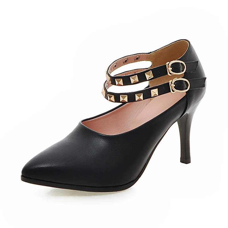 

Lapolaka Big Size 33-42 Spring Rivets Pumps Pointed Toe High Heels Shoes Woman Casual Party Office Lady Footwear