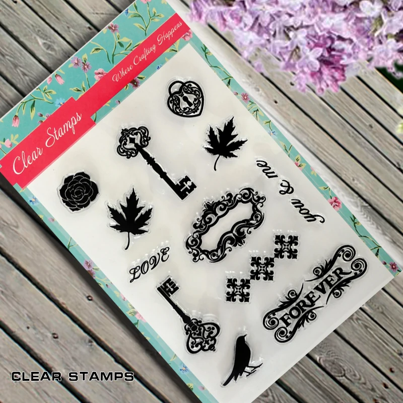 

2016 New Scrapbook DIY Photo Album Cards Transparent Acrylic Silicone Rubber Clear Stamps Sheet  key