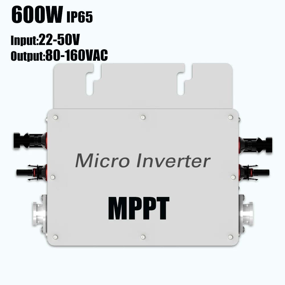 Solar Inverter 600W MPPT  Pure Sine Wave Inverter Reverse Power Transmission 22-50V Input 80-160VAC Output IP65 for Solar System