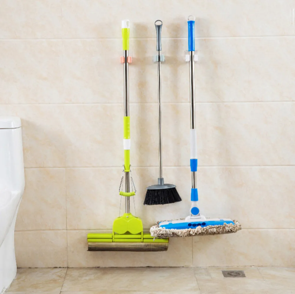 

Wall Mounted Mop Organizer Holder Brush Broom Hanger Storage Rack Kitchen Tool Dec7