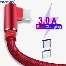 90 градусов Micro usb type C кабель зарядное устройство провод для huawei Xiaomi Oneplus USB-C USBC type-C длинный кабель для быстрой зарядки 2 м 3 м телефонный кабель для передачи данных
