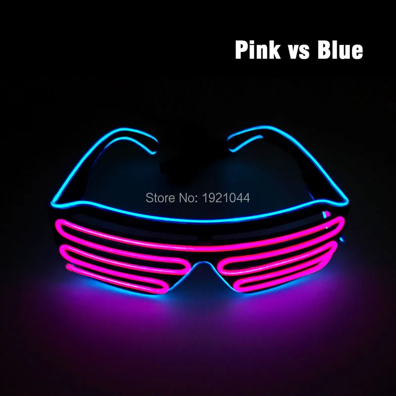 Cheap Double Color EL Shutter Shape Glasses Rave Costume Party DJ Bright Glasses 50pcs Cheap Flashing Party Supplies