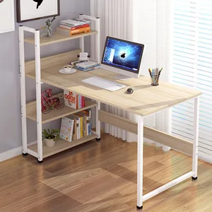 LK619 Heavy Loading Computer Desk Study Table Steel Density Plate Laptop Table With 4 Layers Storage Rack Office Furniture