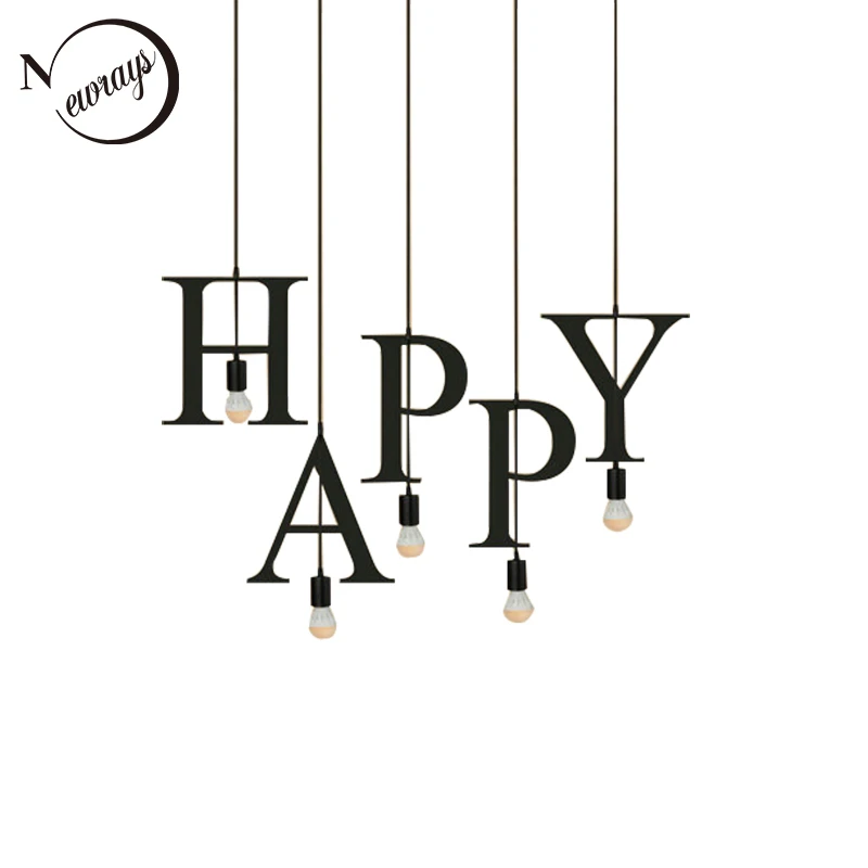 

Creative simple iron letters' combination A-M pendant light LED E27 loft Europe hanging lamp for restautant shop cafe parlor