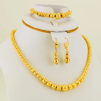 

JHplated Fashion Ethiopian Gold Jewelry Set Ball Women Jewelry Wedding gifts