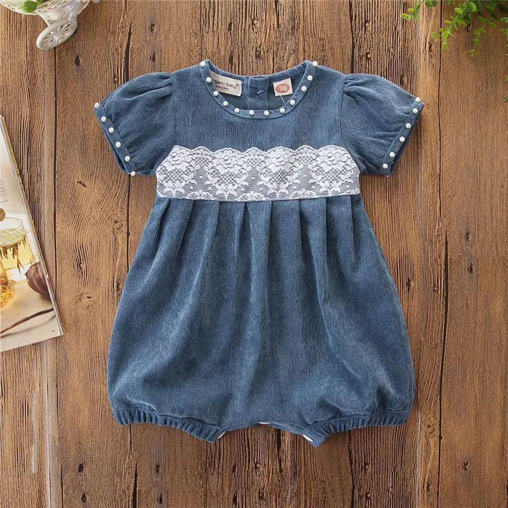 

Newborn Kids Baby Girl Outfit Clothes Corduroy Lace Short Sleeve Romper Jumpsuit roupas menina girls sets clothing baby clothing