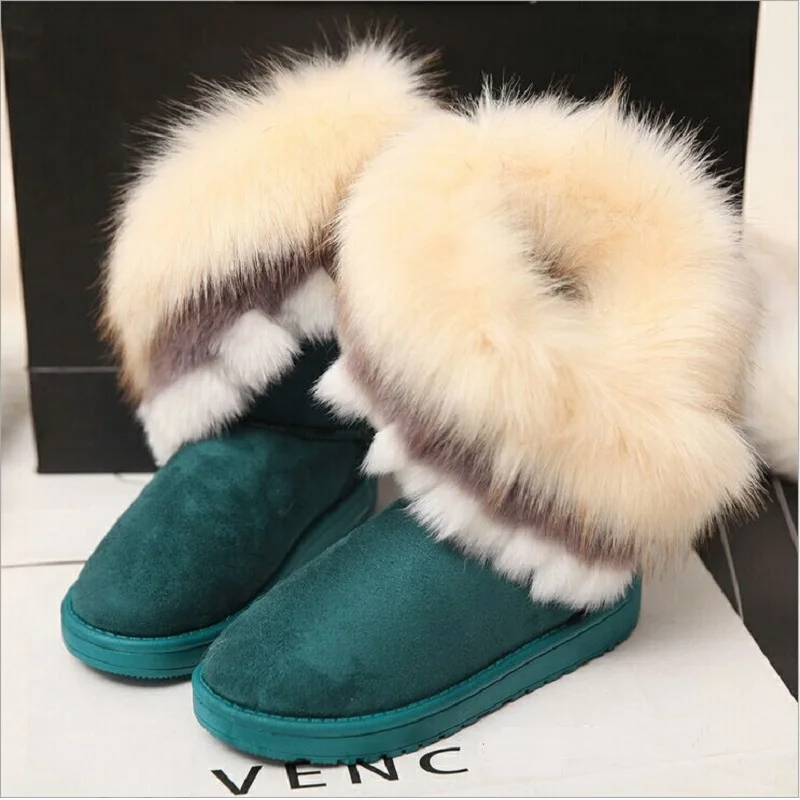 Г., женские зимние ботильоны женские зимние ботинки на лисьем меху теплые ботинки в австралийском стиле, модная обувь Botas