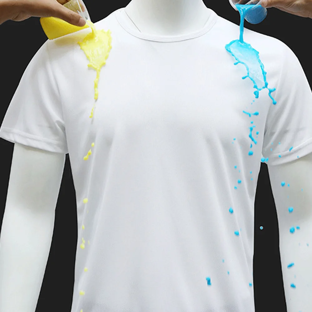 

Men T Shirt Creative Stainproof Waterproof Breathable Antifouling Quick Dry Top Short Sleeve Sports T Shirt