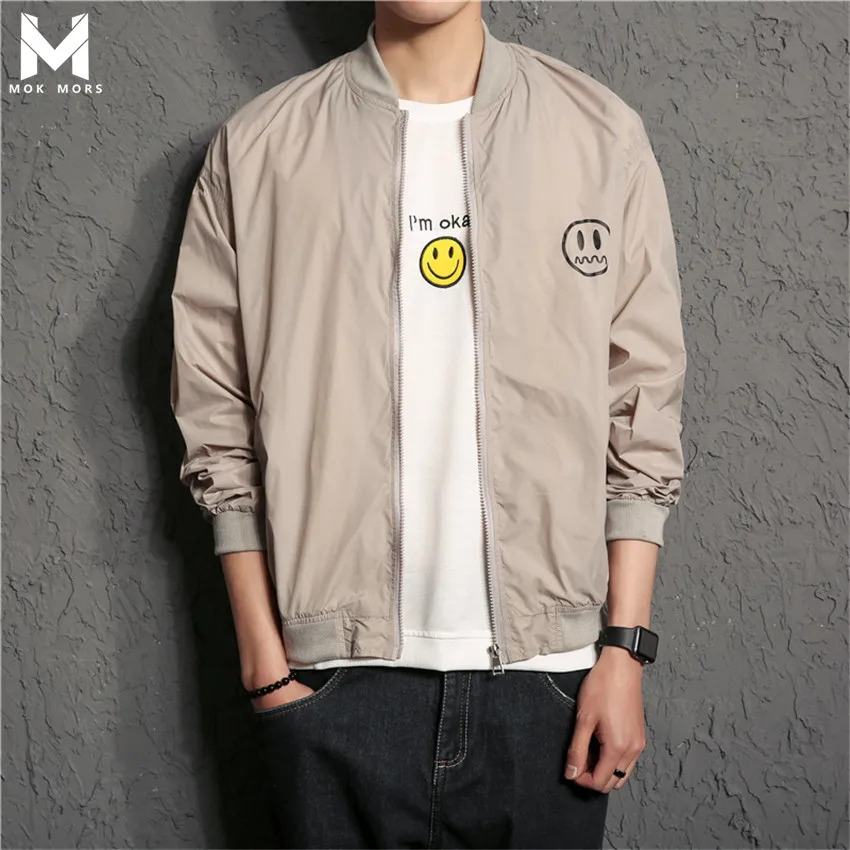 

2018 Spring And Autumn New Stand Collar Large Size Jacket Men Fashion Trend Crying Face Print Sunscreen Loose Casual Mens Jacket