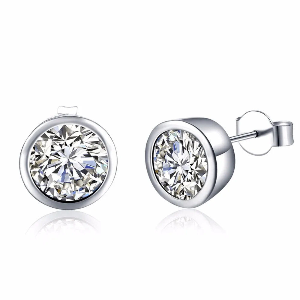 Pure 925 Sterling Silver Earrings 0.8ct Cubic Zircon Star Stud Earring ...