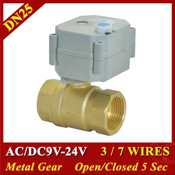 AC DC 12V 24V 9V Motorized Ball Valve Brass DN20 Metal Gear 1 Inch TF25-B2 Series 3/7 Wires 2 Way DN25 Electric Shut Off Valves upvc 2 way dn40 plastic electric valve tf40 p2 c ac dc9 24v 2 wires 11 2 normal close valve 10nm on off 15 sec metal gear ce