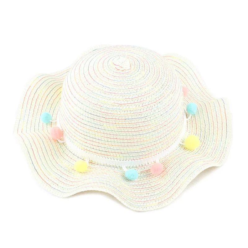 Новые летние милые девушки шляпа Цвет для маленьких девочек соломы Шапки пляжные шляпа для путешествия Детская кепка с козырьком от солнца - Цвет: style 1 white