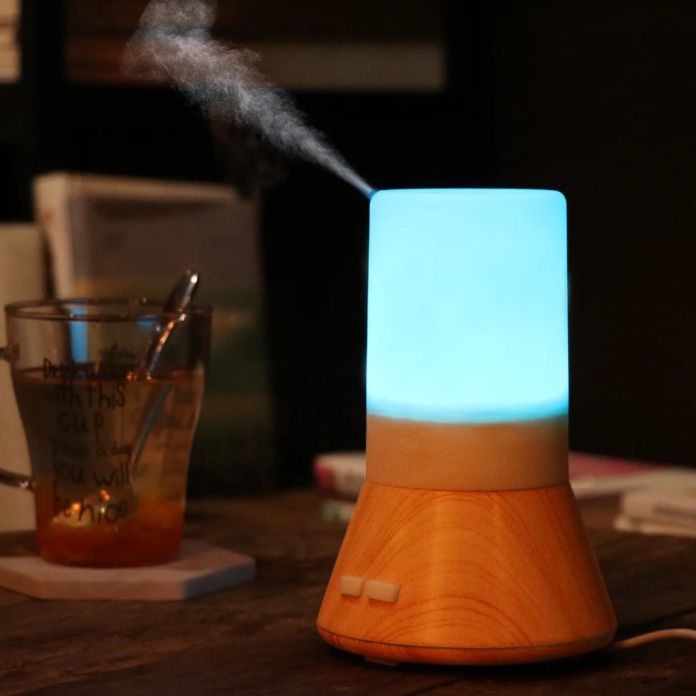 Comprar Difusor de aceite esencial con Aroma Bluetooth humidificador ultrasónico de aire con grano de madera 7 luces LED cambiantes de Color para el hogar de la Oficina 218