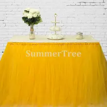 Желтый 1 метр x 80 см Тюлевая оборка для стола Страна Чудес стол пачка плинтус свадьба день рождения, детский душ вечерние украшения