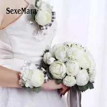 Новые Свадебные букеты фиолетовые цветы ручной работы цветок свадебные подарки свадебные аксессуары цветы с лентой