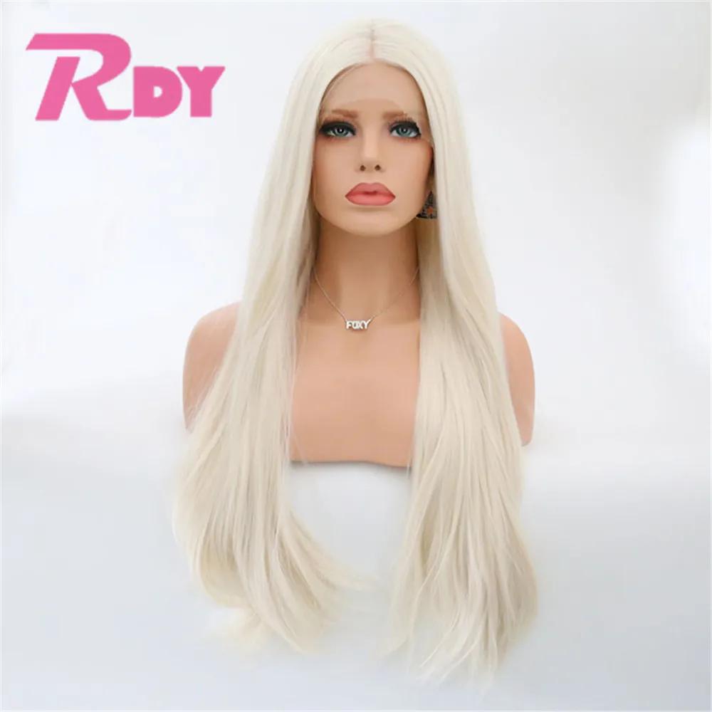 RONGDUOYI 60 Platinum Lace Front Wigs Natural Wave Hair Synthetic Hair
