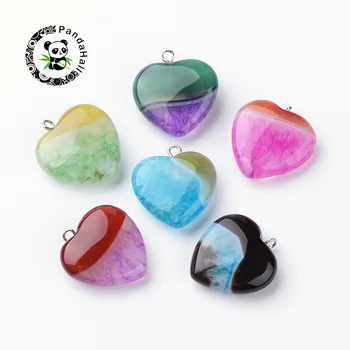 

5pcs Dyed Natural Stone Heart Pendants for DIY Love Necklace Charms Valentine Gift