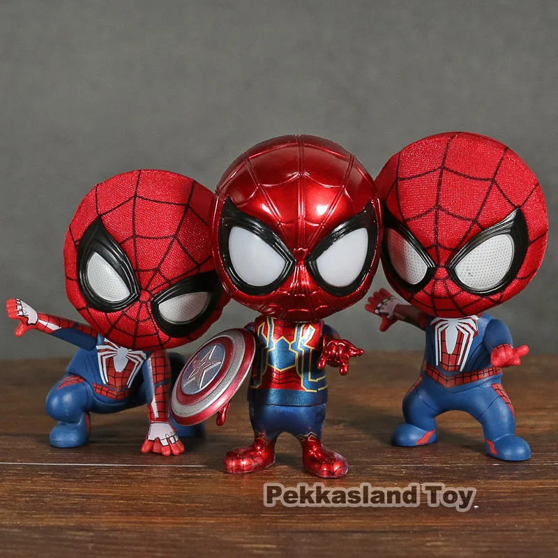 Версии Мстители Бесконечность War Iron качающейся головой Человек-паук ПВХ Цифры игрушки автомобилей Home Украшение-кукла