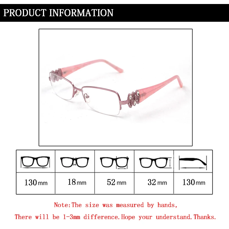 Стразы, женские полуоправы, алмазные очки для близорукости, оправа, короткозоркие очки для близоруких глаз, очки L3