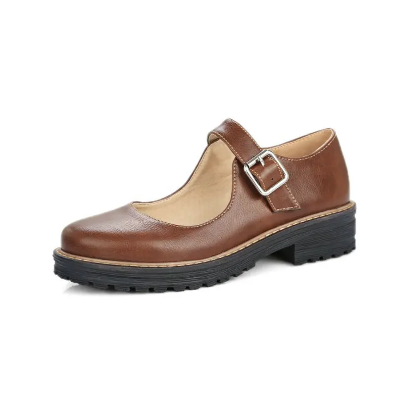 Casual Zawsthia Bout Boucle vin On brown Femmes Mary Janes Black Rond Rouge Chaussures Sangle Confort Slip Dames Nouvelle Doux Étudiant Plates qwrSBWqz