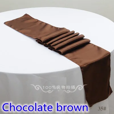 

Chocolate Brown colour Table runner satin shiny colour table decoration wedding hotel party show table runner cheap