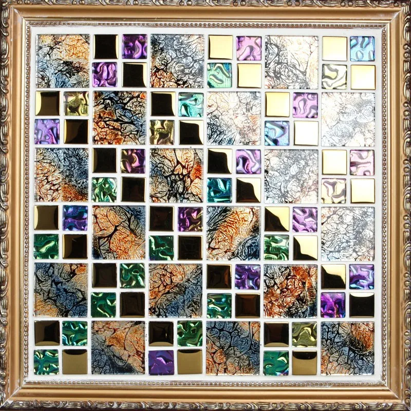 Переливающаяся семицветная симфония Золотая гальванизированная мозаичная плитка из хрустального стекла для щитка кухонная наклейка напольная плитка для ванной комнаты