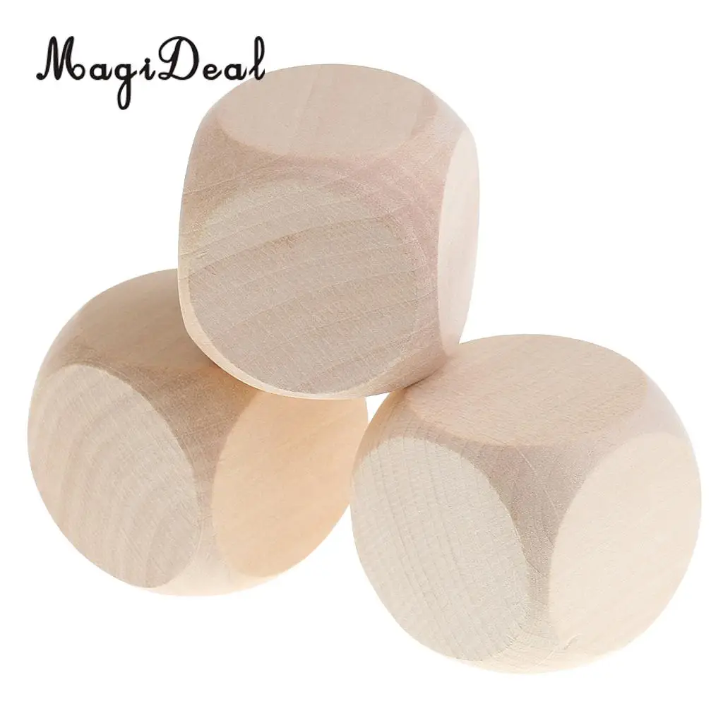 Set of 10Pcs 4cm/1.57'' Wooden Blank Dices D6 Dice for D&D for RPG for MTG Party Board Games Children Kids DIY Toys