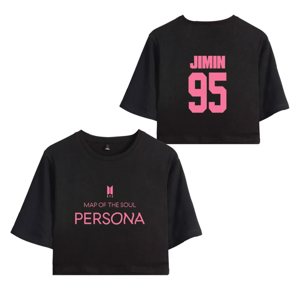 

Kpop 2019 New album Map Of The Soul Persona Women Crop Tops Short Sleeve T-shirts Trendy Streetwear Girls Sexy T Shirts