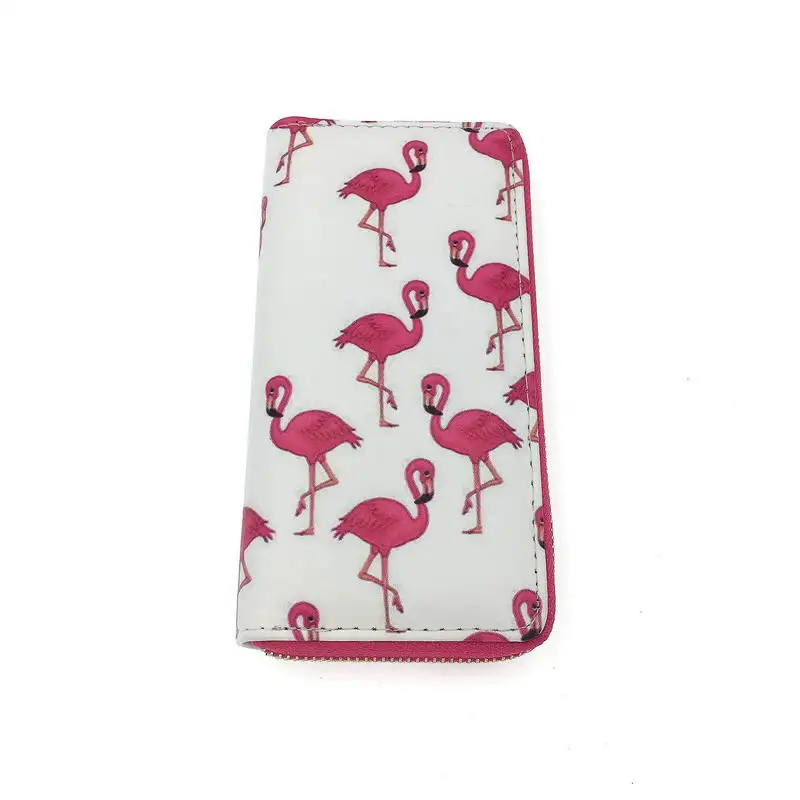 KANDRA розовый кошелек Фламинго, Модный женский длинный кошелек из искусственной кожи, Женский кошелек, дизайнерский кошелек с птицами для девушек, сумка для телефона - Цвет: W194 1