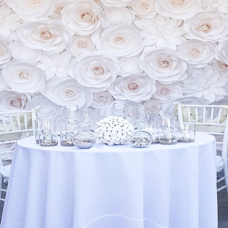 

77pcs Set Giant Paper Flowers For Wedding Backdrop Decorations Shopping Mall Windows Display Showcase Suit 2*2 Meters