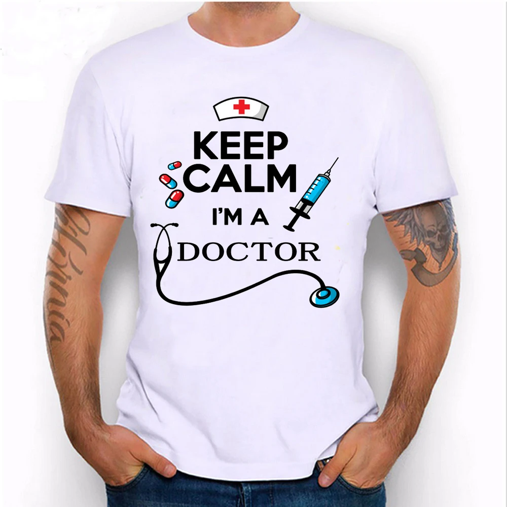 

New Summer Fashion Men's T-shirt Keep Calm I Am Doctor Design Short Sleeve Tops Hipster Male Tees
