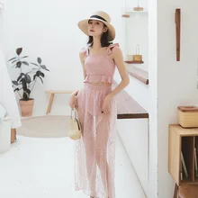 Танкини, купальники для женщин, летняя одежда, топы, женская пляжная одежда, новинка, супер фея, корейский Dividend, три части бикини