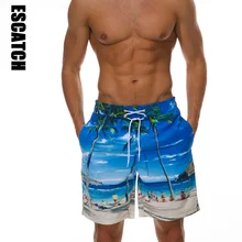 Escatch Брендовые мужские пляжные шорты дизайн 3D пляжные шорты с рисунком быстросохнущие летние мужские s Siwmwear плавки шорты для серфинга