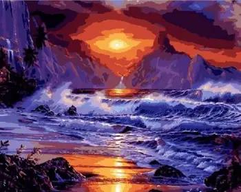 

Sea Sunset Coloring By Numbers DIY Hand Painted Oil Painting By Numbers On Canvas Wall Pictures For Living Room