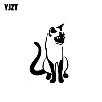 

YJZT 9.1CM*14CM Kitten Siamese Cat Cute Pet Animal Art Car Stickers Vinyl Decal Black Silver C10-02412