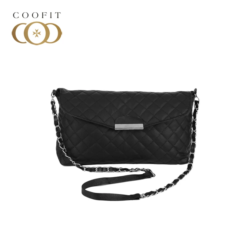 

coofit 2017 Simple Women Shoulder Bag Rhombus Pattern PU Leather Clutch Chain Envelope Handbag Messenger Bag For Ofiice Lady