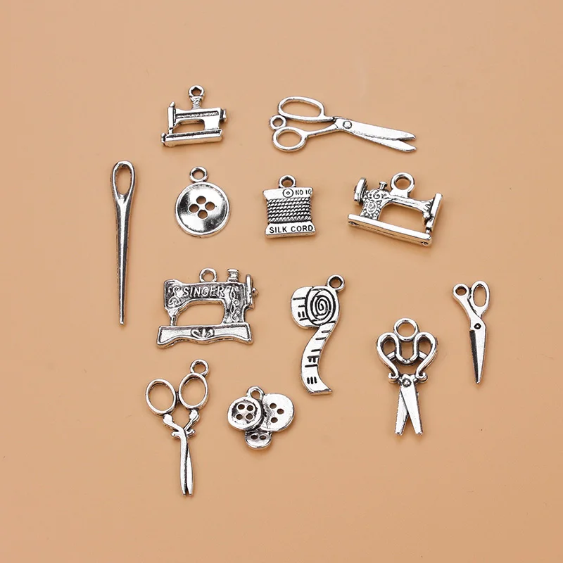

12pcs/lot Mixed Alloy Charms Antique Silver Scissors Pendants DIY Charms Fit Pendants & Necklace Jewelry making
